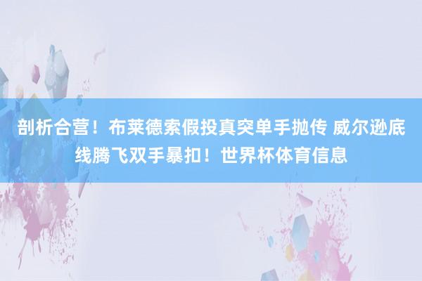 剖析合营！布莱德索假投真突单手抛传 威尔逊底线腾飞双手暴扣！世界杯体育信息
