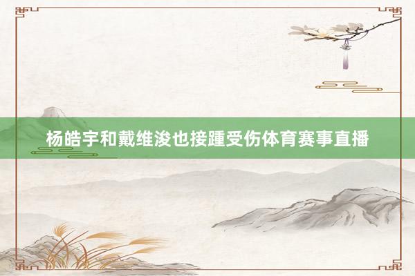 杨皓宇和戴维浚也接踵受伤体育赛事直播