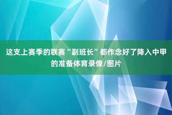 这支上赛季的联赛“副班长”都作念好了降入中甲的准备体育录像/图片