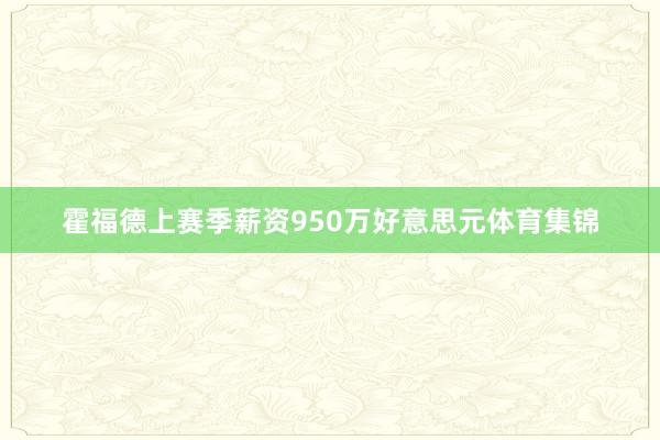 霍福德上赛季薪资950万好意思元体育集锦